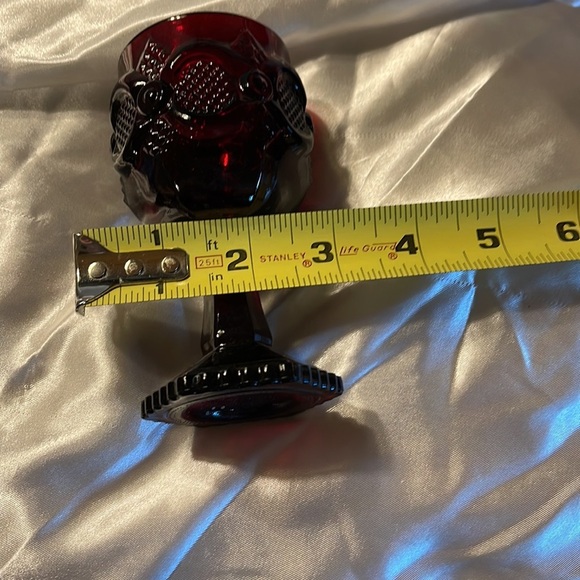 Avon Red Cape Cod Vintage Wine Goblet (candlette) Glasses Red Heavy Glass - Picture 4 of 4